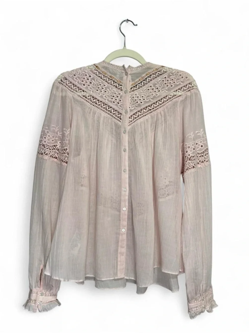 Free People Abigail Victorian Top in "Moon Cake" blush pink - Picture 8 of 8